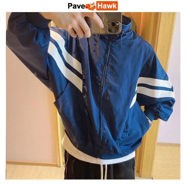 

men's jackets korean patchwork varsity jacket men women japanese harajuku color block windbreaker coats spring thin vintage cargo jacke, Black;brown