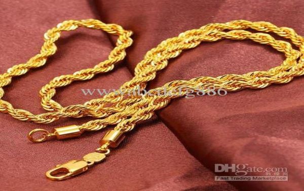 

simple fashion men039s 18k gold necklace explosion models 236 ed rope knotted link chain jewelry9110850, Black