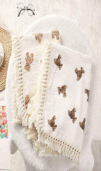 

muslin diapers blanket for ldren bear print baby blankets newborn receiving blanket bedspread bedding summer baby comforter l220624815539