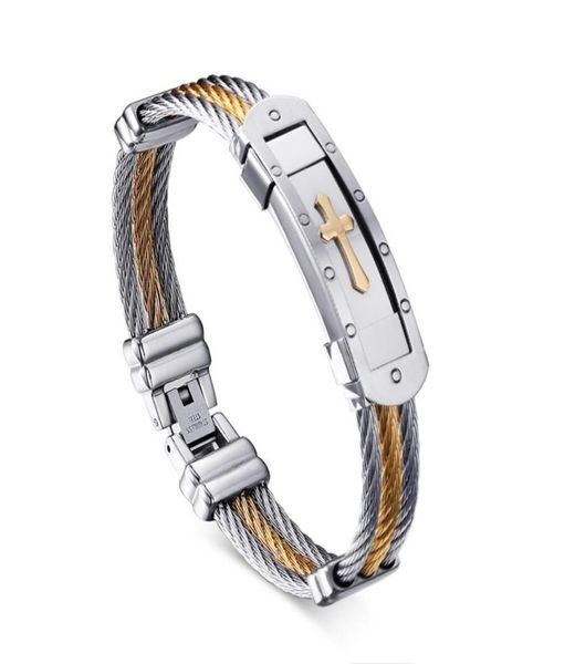 

3 cables stainless steel bracelet with gold for man and woman 5273189, Black