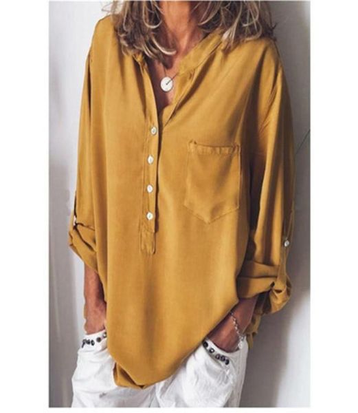 

spring ladies blouses long sleeve loose shirts women v neck fashion shirts blusas mujer de moda5419895, White