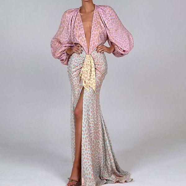 

womens clothing autumn style print long sleeve v neck dress, Black;gray