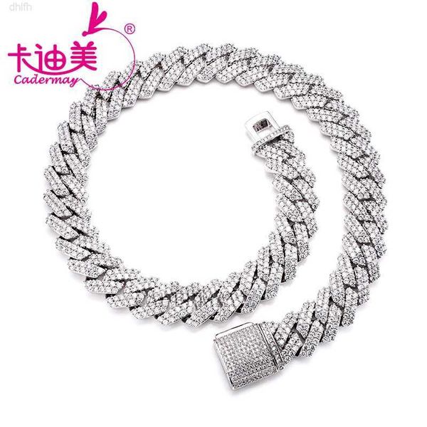 

hip-hop jewelry in stock moissanite chain iced out double rows miami cuban necklace 925sliver 20mm cuban link chain, Silver