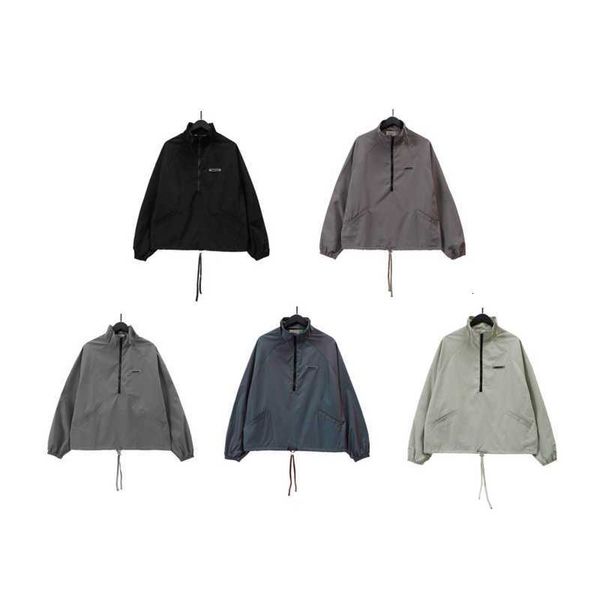 

feel of god double line esential laser colorful nylon jacket, Black;brown