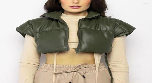 

women039s jackets women winter sleeveless half high collar down jacket solid color zipper up cropped quilted puffer coat vest w1542477, Black;brown