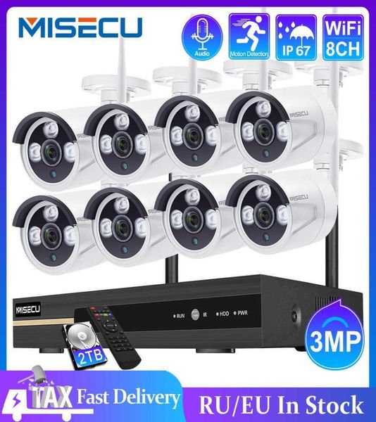 

misecu 8ch nvr 3mp cctv wireless system audio record outdoor waterproof p2p wifi security ai camera set video surveillance kit h097626822