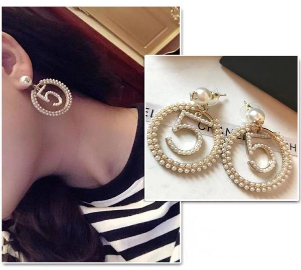 

women pearl earings designer jewelry luxurys studs earrings 925 silver boucle letters hoops with box new5179584, Golden;silver