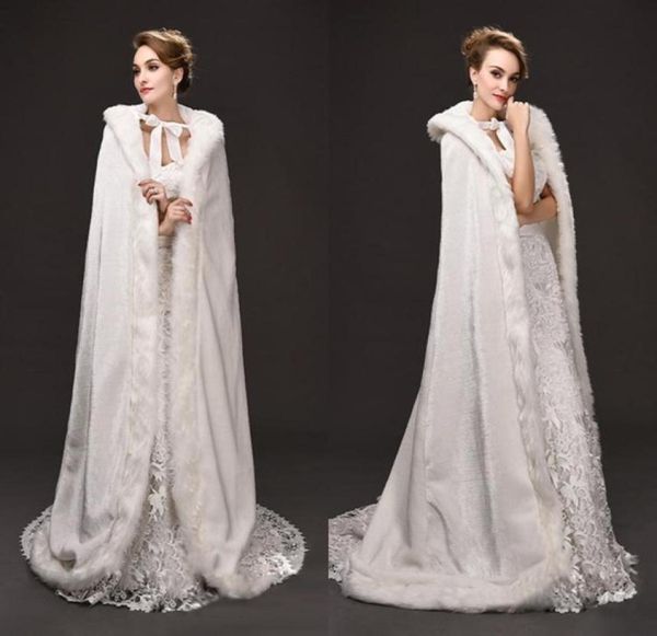 

elegant long faux fur wedding cloak with hoops for winter warm women cloaks for special occasions wedding jackets 2017 17469186135383, White