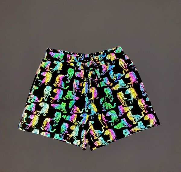 

men039s shorts multicolor reflective mushroom tiger zebra snakeskin men summer night shiny biker women short pants couple hip h3892772, White;black