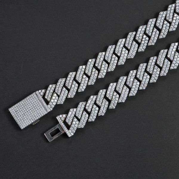 

19 mm custom size cuban chain hip hop iced out bling jewelry necklace, Silver