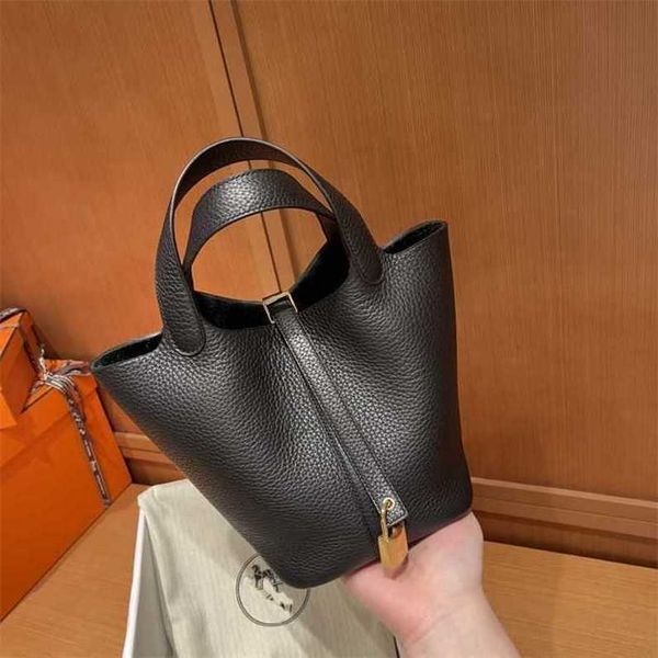 

aherbag authentic handbag desinger totes picotin bags home h original tc leather hand sewn vegetable basket bag cm black gold buckle large c