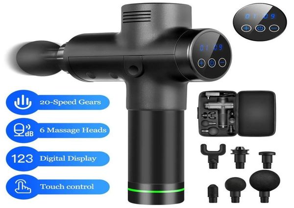 

6 heads 20speed electric warp film impact relaxation gun deep massager myofascial physiotherapy instrument mute touch screen fasc9421373