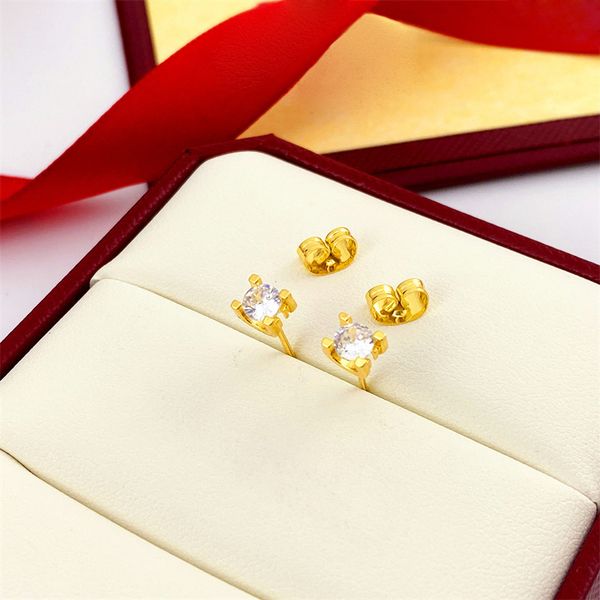 

charm letter earrings with diamond titanium steel designer women stud luxury jewlery hoop gifts woman girl gold silver wholesale jewelry not, Golden