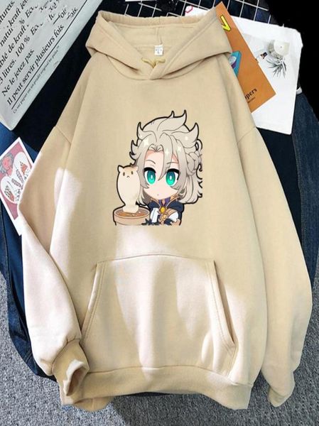 

women039s hoodies sweatshirts albedo genshin impact game hoodie anime sweatshirt women goth men long sleeve kawaii cloth9302162, Black