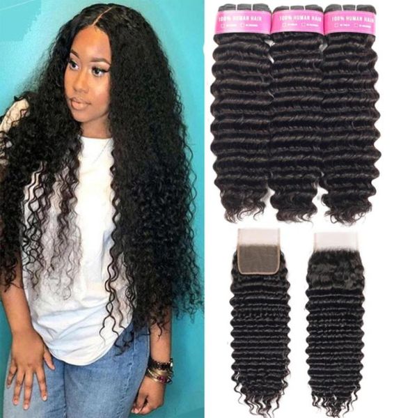 

beaudiva hair deep wave bundles with closure curly brazilian deep wave bundles with closure brazilian human hair weave bundles58001798612, Black