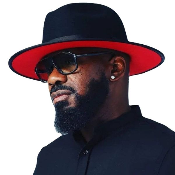 

wide brim hats bucket qbhat twocolor fedora hat women men felt jazz ladies party cap patchwork chapeau sombreros de mujer 50 colors 230808, Blue;gray