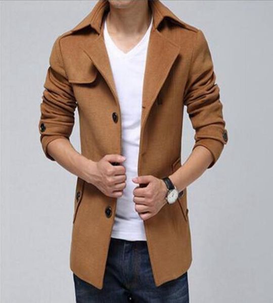 

men039s autumnwinter in europe and the united states new cultivate one039s morality personality long youth cloth trench coa9366225, Black