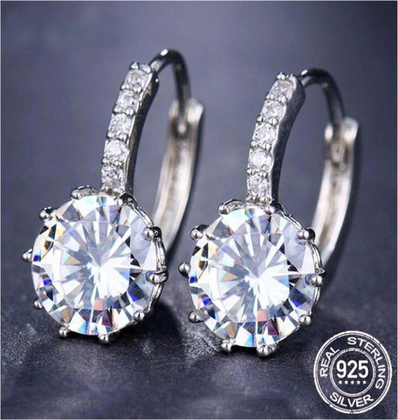 

original 100 925 sterling fashion luxury round shining 20ct lab diamond zircon drop crystal zircon big earrings trendy accessori781715124, Golden
