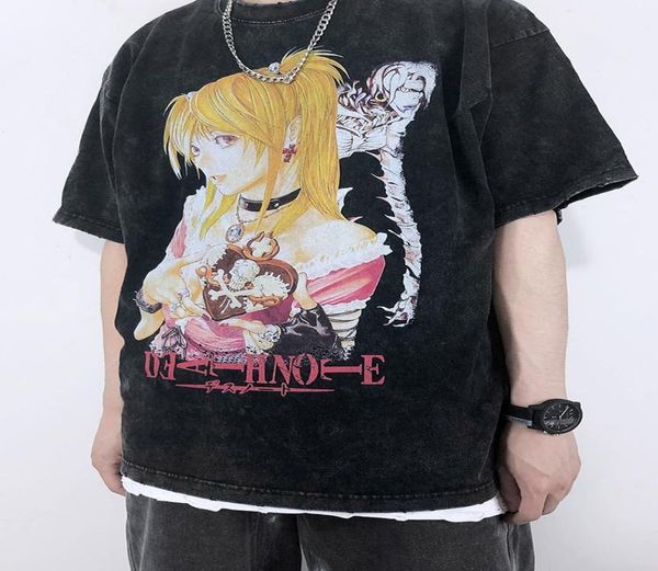 

men039s tshirts anime death note misa amane t shirt cotton vintage washed oversized harajuku tshirt streetwear funny summer ca9532702, White;black
