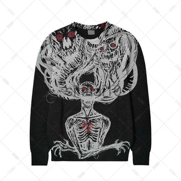 

men's sweaters 2022 new knitted sweater men's hip-hop street gothic wool retro pullover sweater women's y2k harajuku punk sty, White;black
