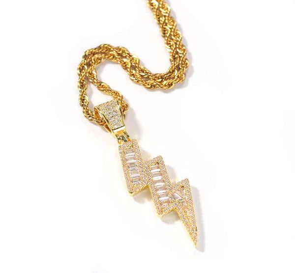 

hip hop men039s zircon diamond pendant mixed square ice out rhinestone crystal necklace lightning pendant2900867, Silver
