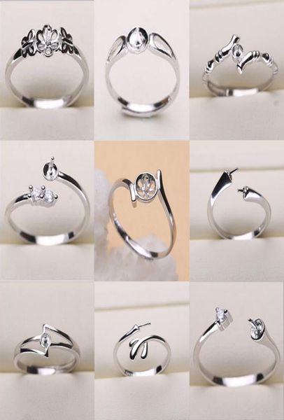 

pearl ring settings 925 sterling silver ring settings 9 styles diy ring for women adjustable size jewelry settings gift statement 2402690, Slivery;crystal