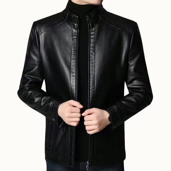 

women's jackets autumn winter men leather jacket stand collar plus velvet thick warm leather jacket men social mens jackets 230807, Black;brown