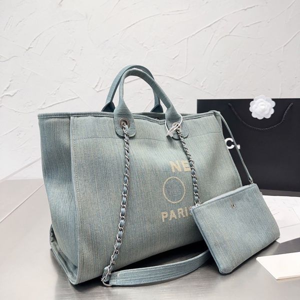 

designer bag women fashion handbag designer tote bag large capacity chain denim beach bag tote bag shopping bag shoulder tote