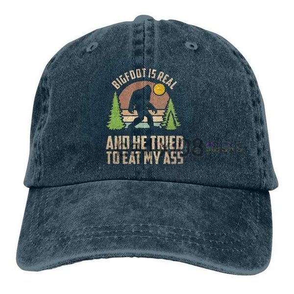 

ball caps bigfoot is real and he tried to eat my ass baseball cap vintage trucker hat adjustable cowboy hats for mens womens j230807, Blue;gray
