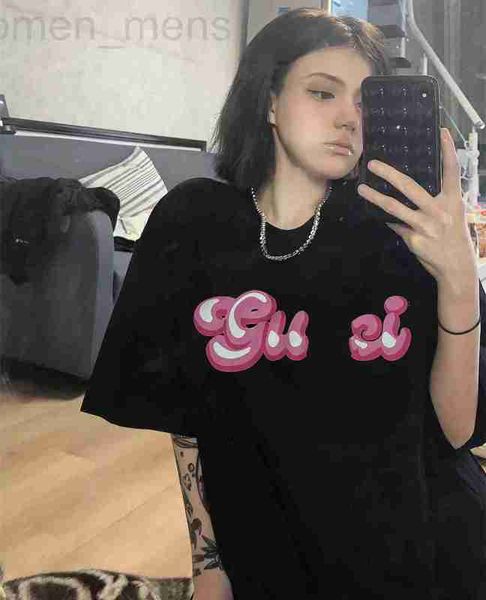 

women's t-shirt designer this 2023 summer new luxury fashion gu home jelly letter print men's and os loose short sleeve t-shirt l4, White