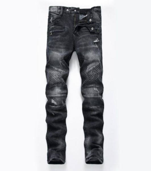

original new fashion men jeans brand straight fit ripped jeans italian designer distressed denim homme3619407, Blue