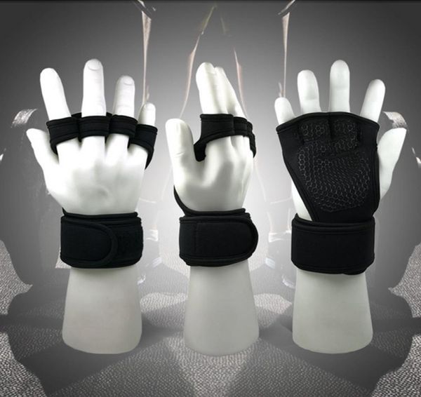 

fitness sports weightlifting gloves silicone antislip workout half finger gloves crossfit gymnastics grips hand palm protection9616731, Black;red