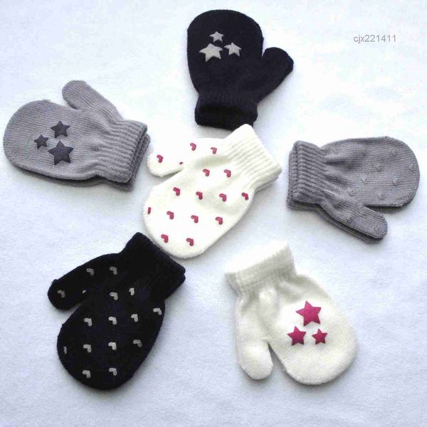 

kids gloves start knitting warm glove children boys girls mittens colors fb8p, Blue;gray