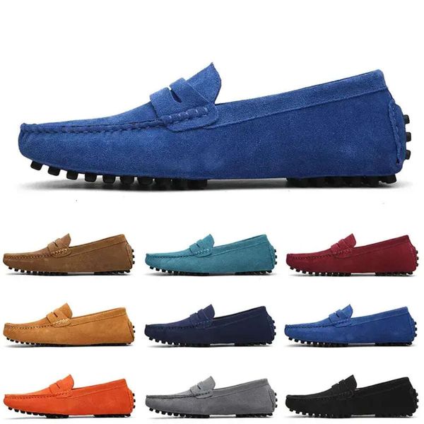 

non-brand casual men shoes suede black blue wine red gray orange green brown mens slip on lazy leather shoe size 38-45432 s679 s