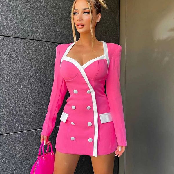 

2023 spring slim fit coat new women's office casual mini dress women's fashion solid color tank top, Black;gray