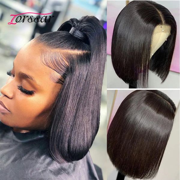 

cosplay wigs zorssar 13x4 short bob wig lace front human hair wigs for women brazilian bone straight human hair wigs transparent lace fronta, Black