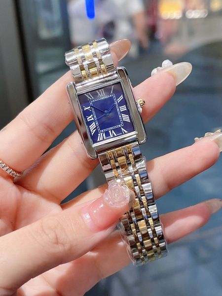 

luxury watch womens watch square tank watches designer diamond watchs premium quartz movement size 27x27 stainless steel bracelet sapphire g, Slivery;golden