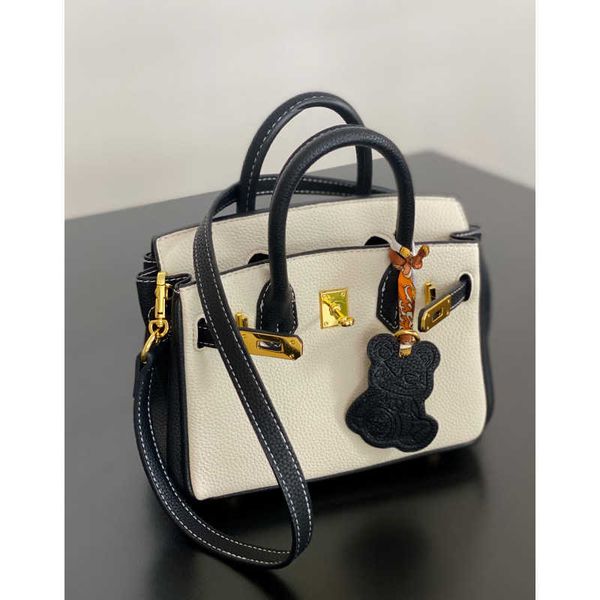 

original edition real leather h ermes brikiss handbags for sale autumn ladys bag advanced sense contrast color versatile fashion handbag wit
