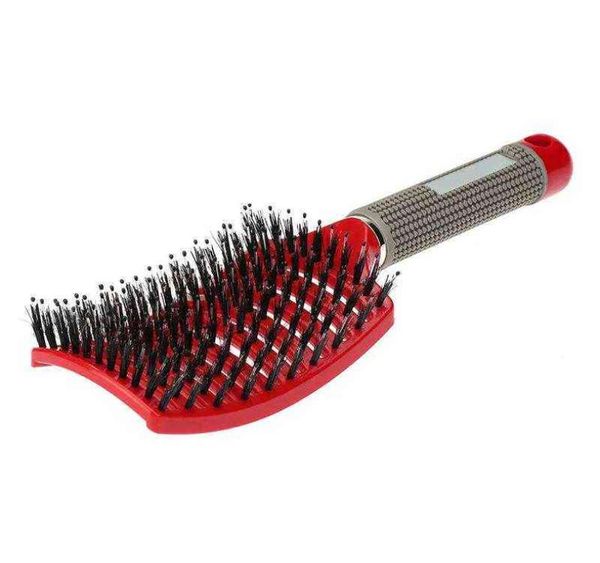 

hair scalp massage comb hairbrush nylon boar women wet curly detangle hair brush for salon hairdressing styling tools vh1086379139, Silver