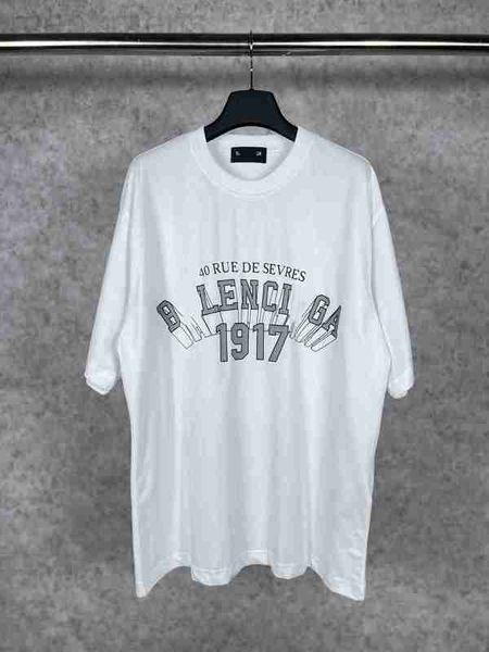

women's t-shirt designer high edition 2023 summer new luxury fashion b family 1917 series 3d letter burst print men's and short sl, White