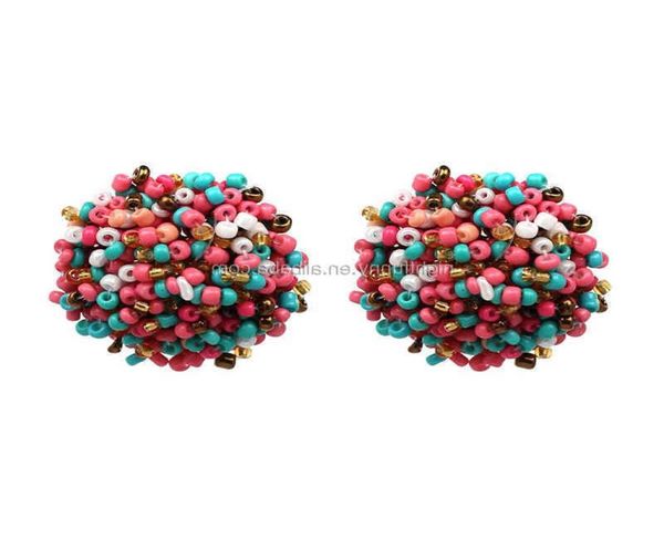 

seed beaded stud earrings seedbeads cluster earrings stud014137789, Golden
