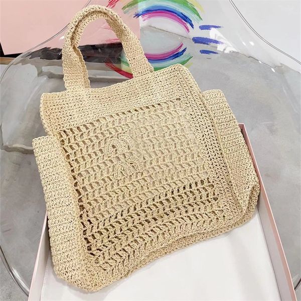 

2023 straw handbags beach bags designer bag crochet tote bag woman handbag summer embroidery hollow out totes top
