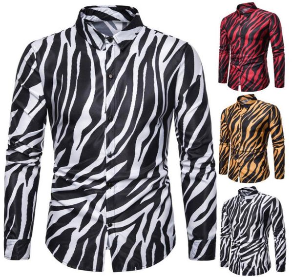 

men streetwear us size shirt zebra skin printed tuxedo party shirt long sleeve light weight office male fashion1534649, White;black