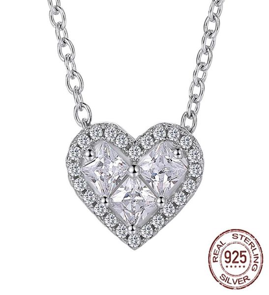 

luxury women 925 sterling silver cubic zircon necklace pendant sets romantic heart design gift jewelry wedding necklaces xdz0762593003307