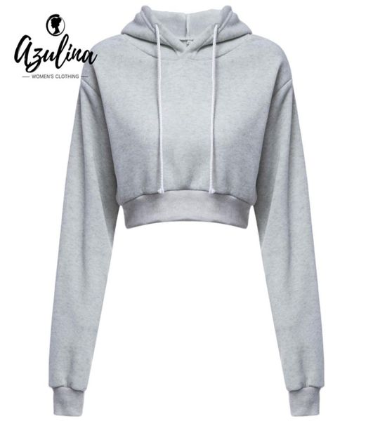

whole azulina casual gray black cropped hoodies pullovers female sweatshirt winter grey short crop hoodie for women trac5731830