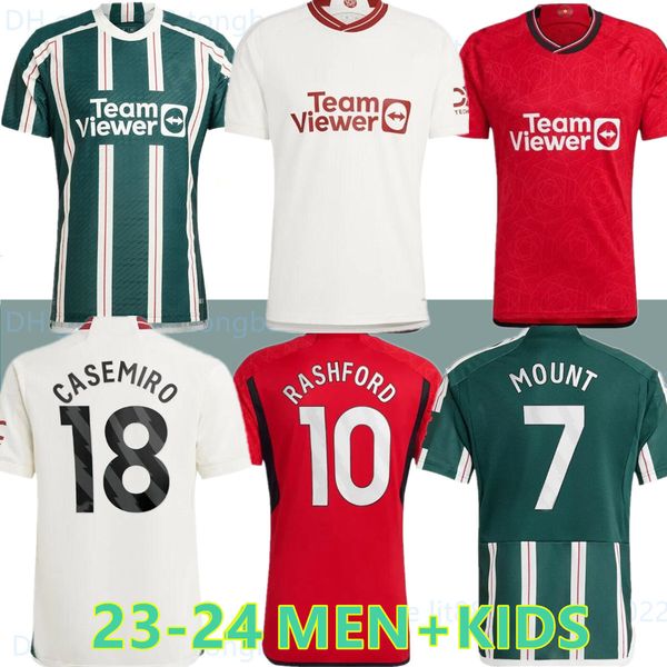 

23 24 mount antony casemiro martinez eriksen soccer jerseys rashford 2023 2024 sancho b. fernandes manchesters mans utds fred football shirt, Black;yellow