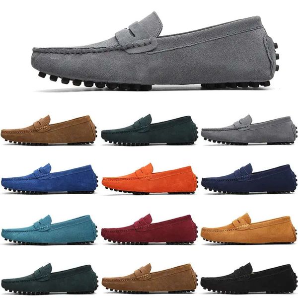 

black shoes light casual men blue red gray orange green brown mens slip on lazy suede leather shoe big size 38-47 deep blue958 s 958