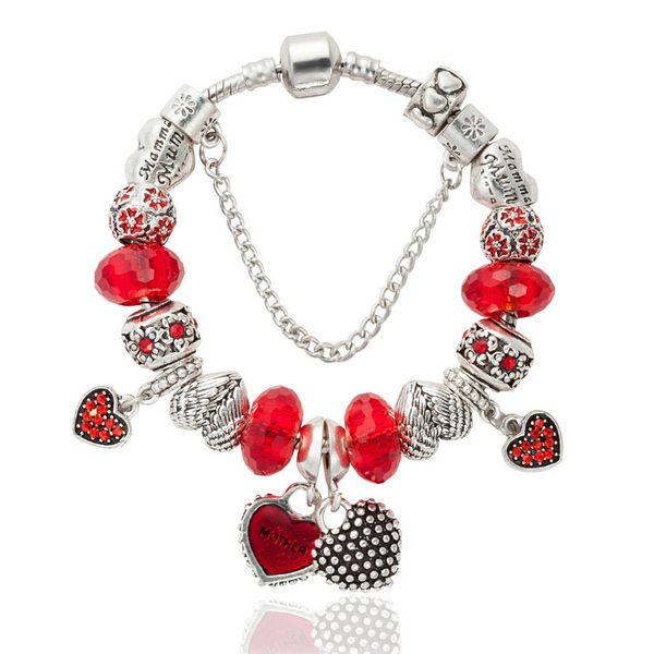 

fashion charm pendant bracelet for pandora platinum heart diy beaded pendant lady bracelet with original for women with box, Golden;silver