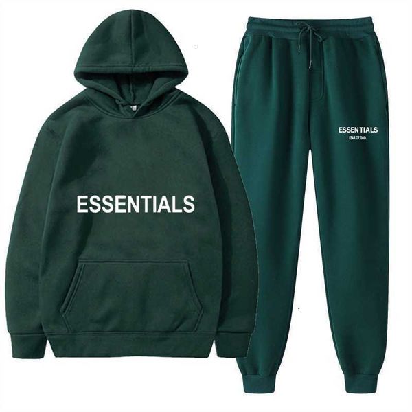 

fear double thread esential new set chest couple hoodie, Black