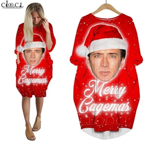 

women dress funny actor nicolas cage 3d print loose daughter dresses long sleeve casual streetwear christmas pocket dress w2206165925989, Black;gray